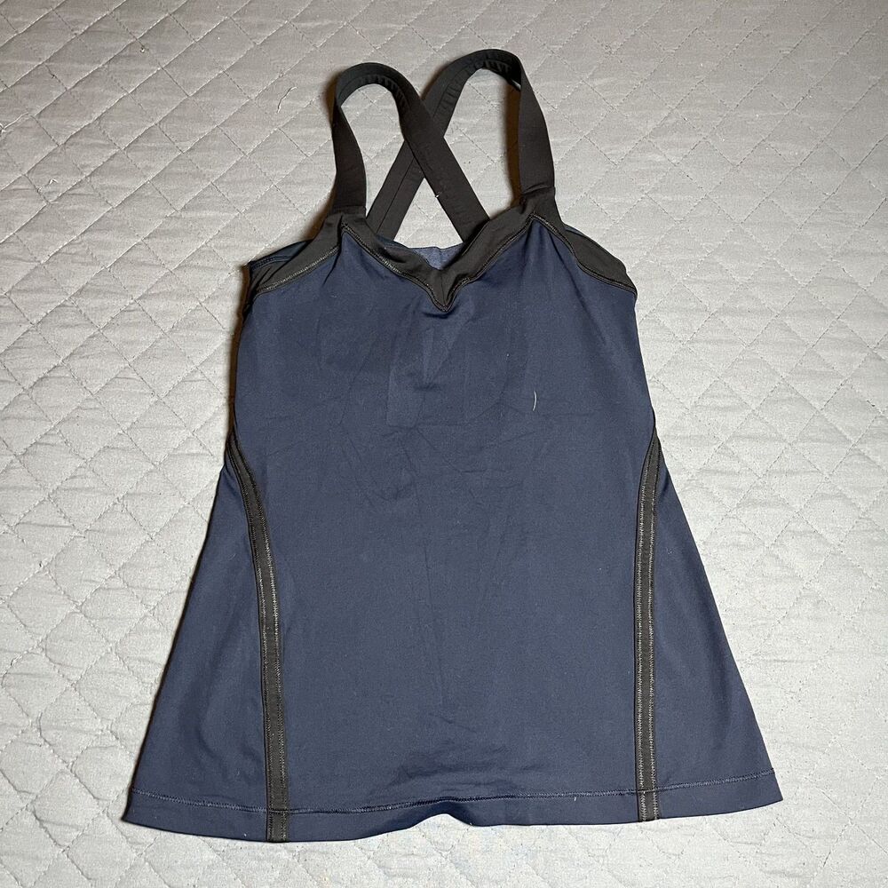 Lululemon Run Mile A Minute Tank Inkwell Blue Black Size 2 Athletic Top